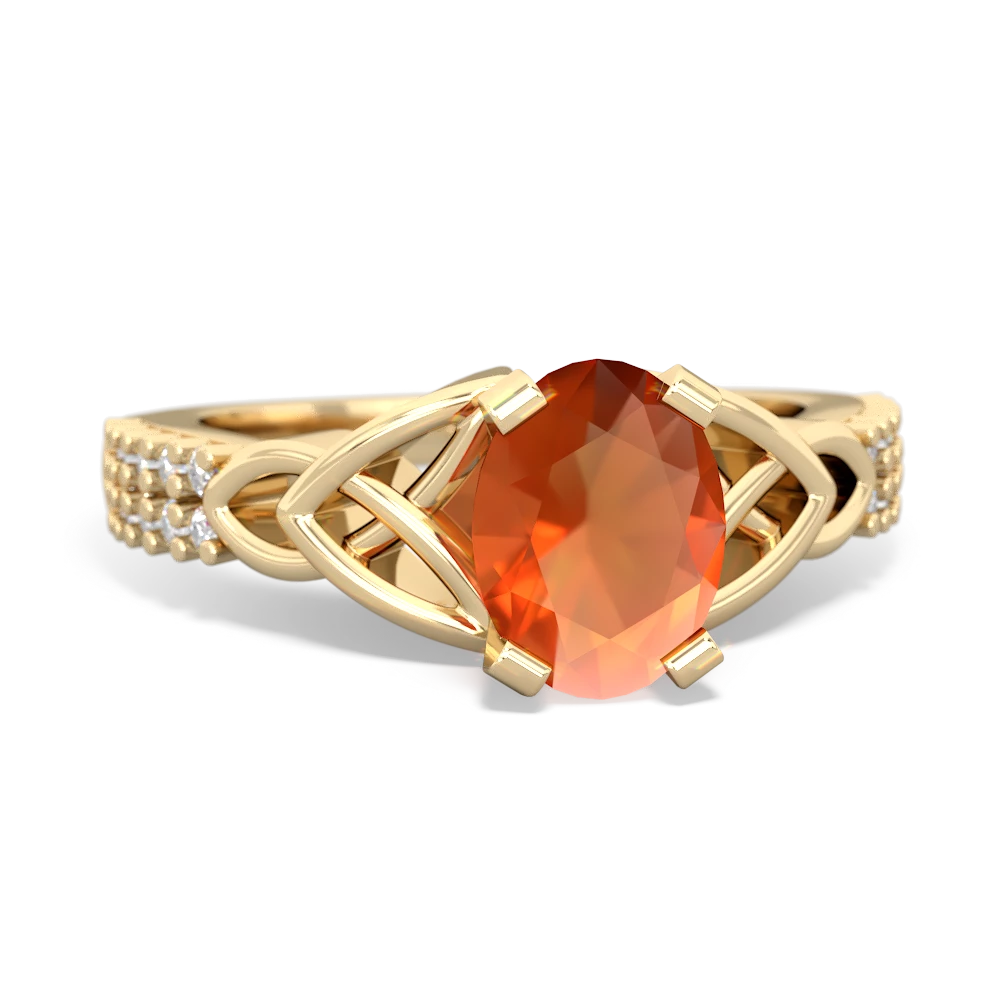 Fire Opal Celtic Knot 8X6 Oval Engagement 14K Yellow Gold ring R26448VL