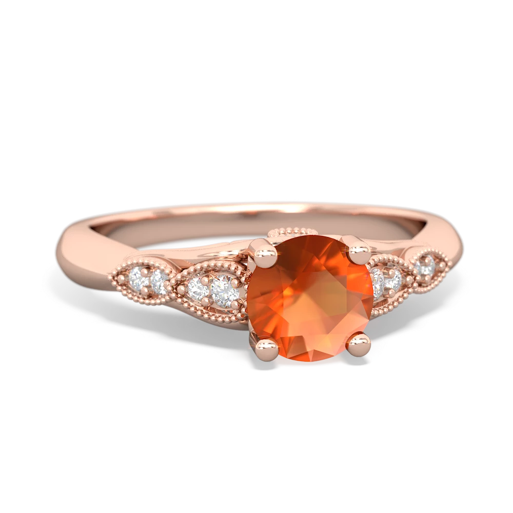 Fire Opal Antique Elegance 14K Rose Gold ring R3100