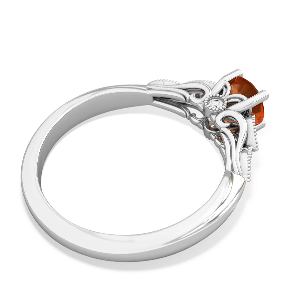 Fire Opal Antique Elegance 14K White Gold ring R3100