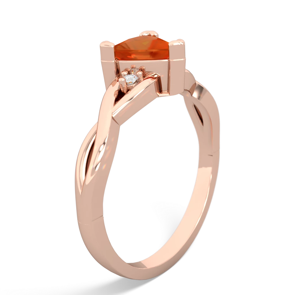 Fire Opal Trillion Twist 14K Rose Gold ring R2104