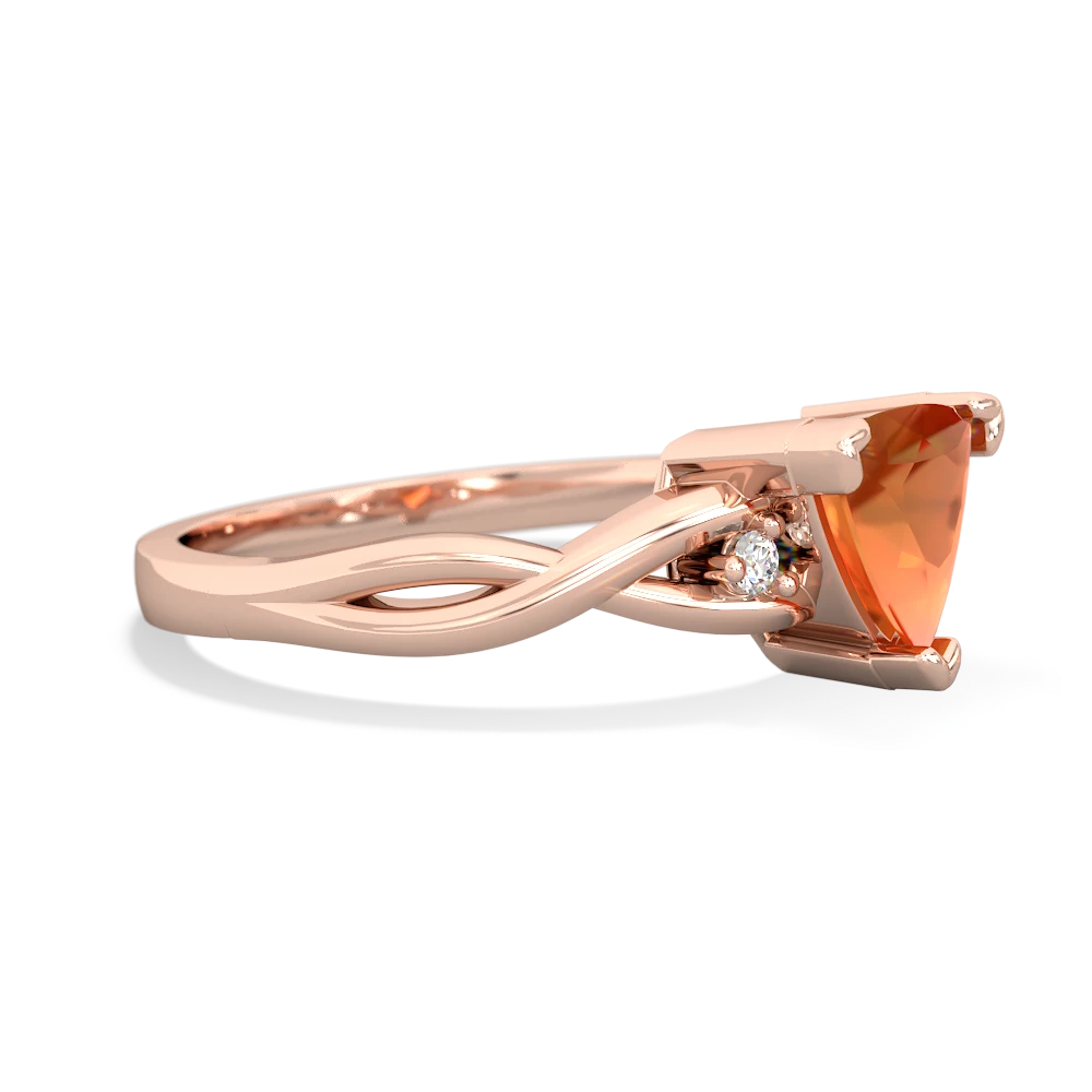 Fire Opal Trillion Twist 14K Rose Gold ring R2104