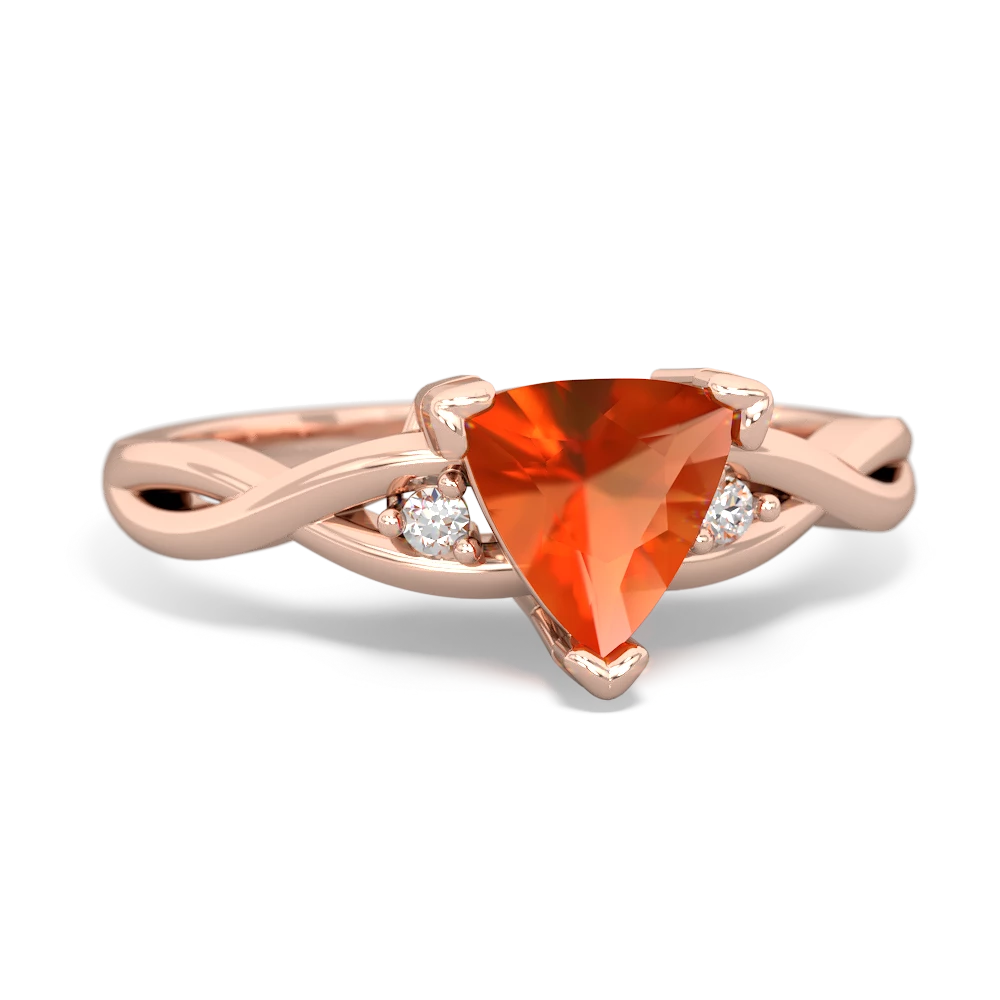 Fire Opal Trillion Twist 14K Rose Gold ring R2104