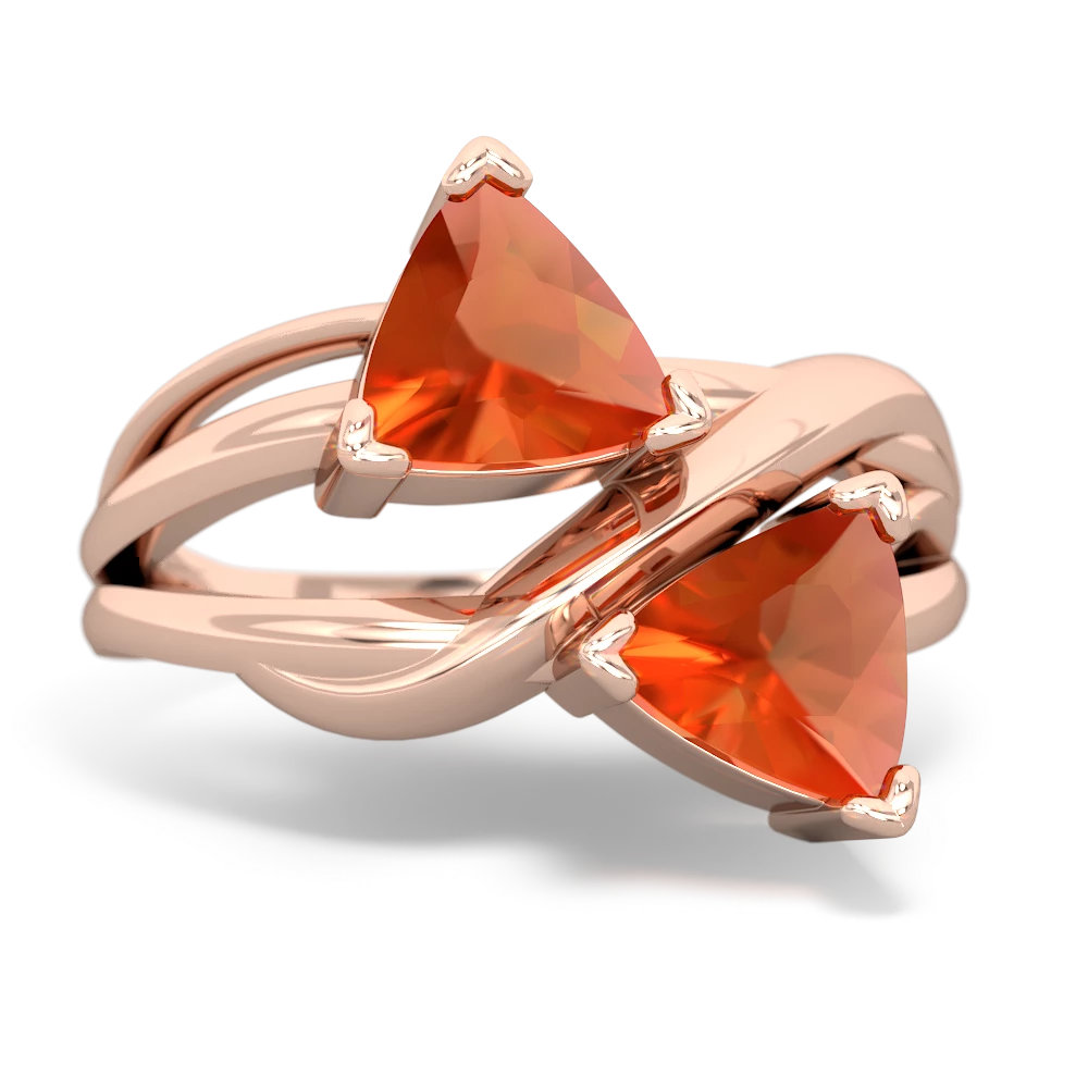 Fire Opal Split Band Swirl 14K Rose Gold ring R2341