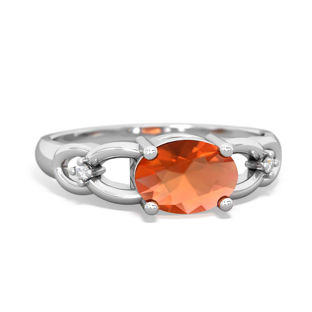 White gold fire discount opal ring