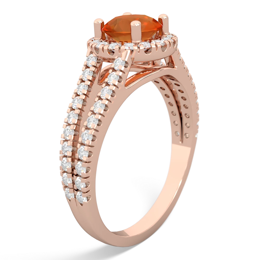 Fire Opal Pave Halo 14K Rose Gold ring R5490