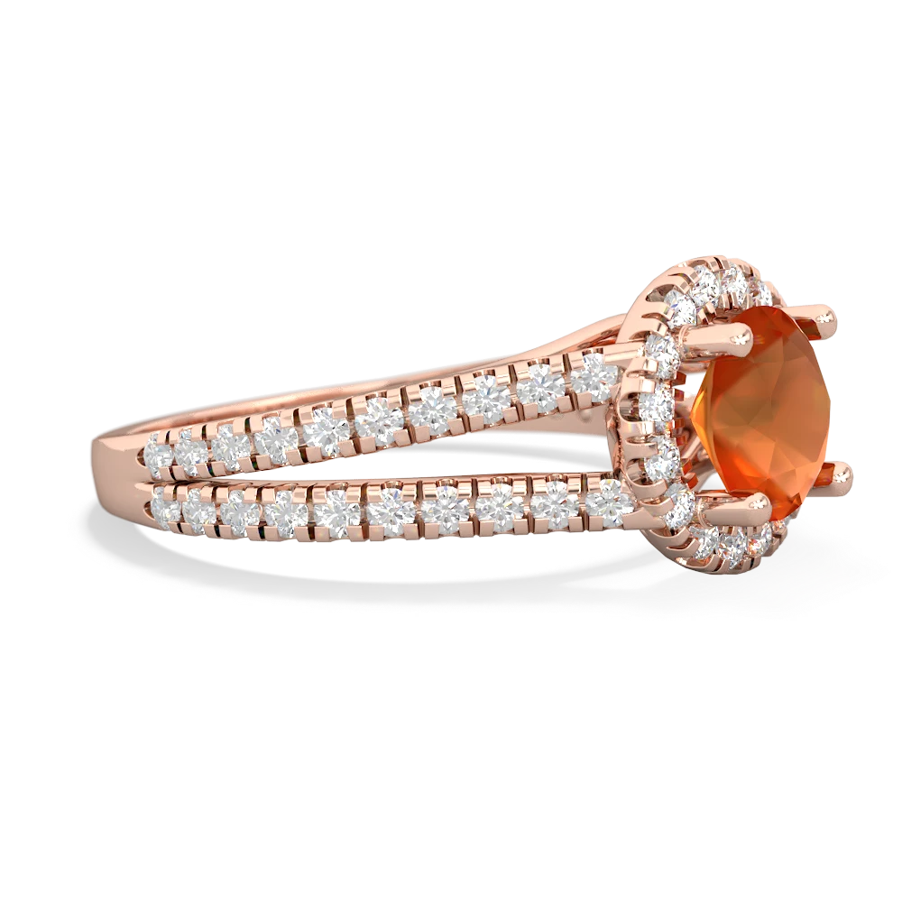 Fire Opal Pave Halo 14K Rose Gold ring R5490