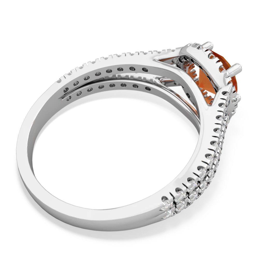 Fire Opal Pave Halo 14K White Gold ring R5490