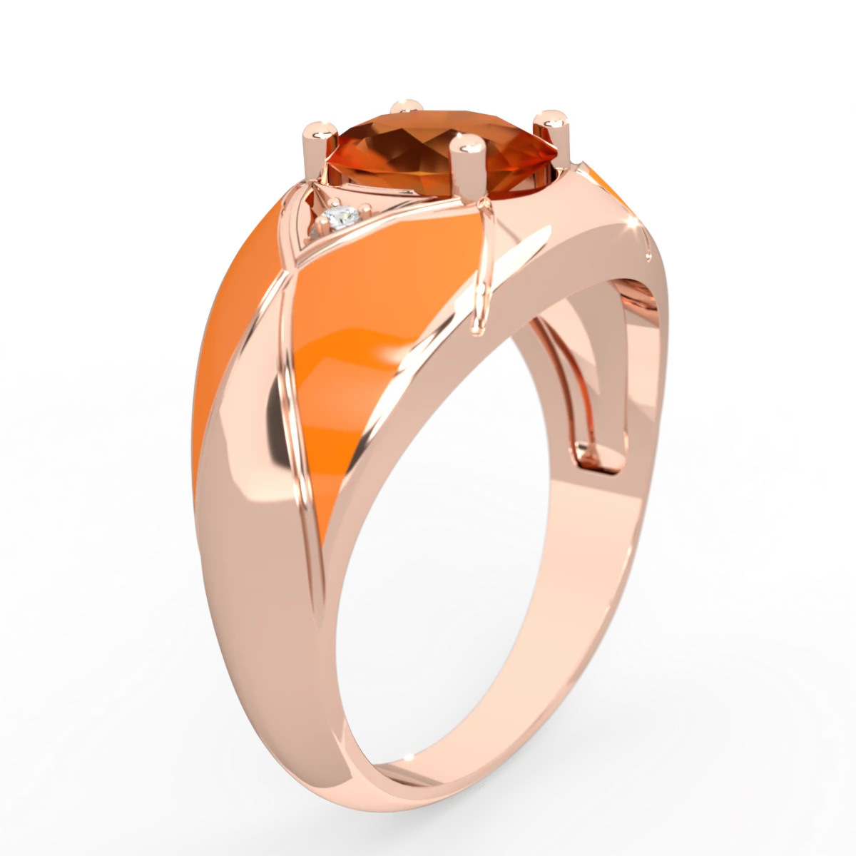 Fire Opal Men's Crossroads 14K Rose Gold ring R0361