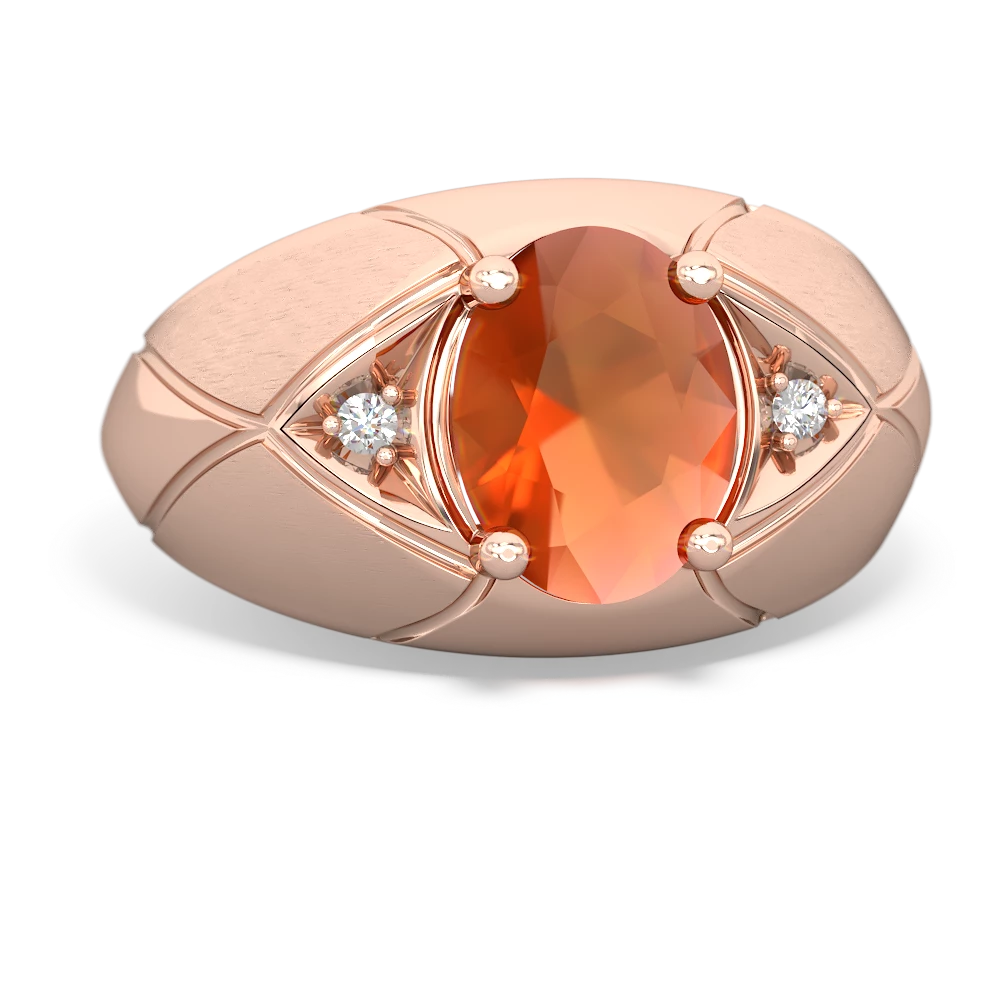 Fire Opal Men's Crossroads 14K Rose Gold ring R0361