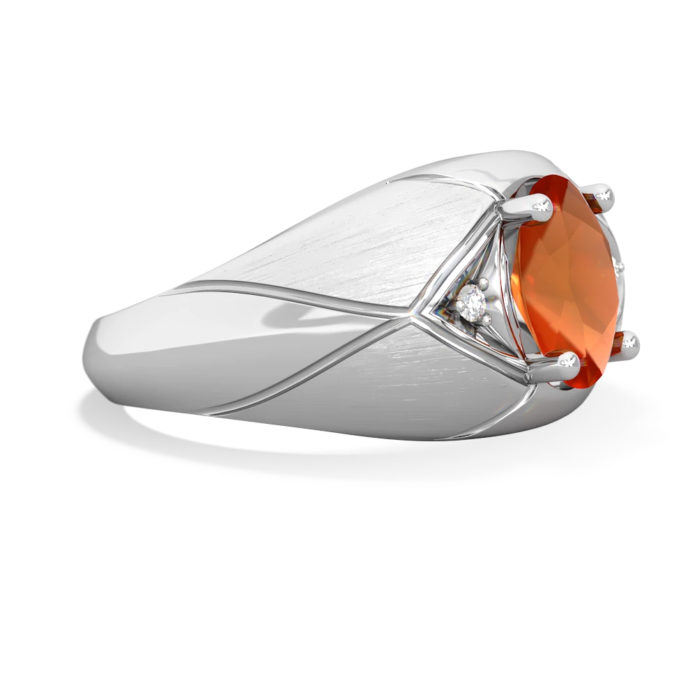 Fire Opal Men's Crossroads 14K White Gold ring R0361