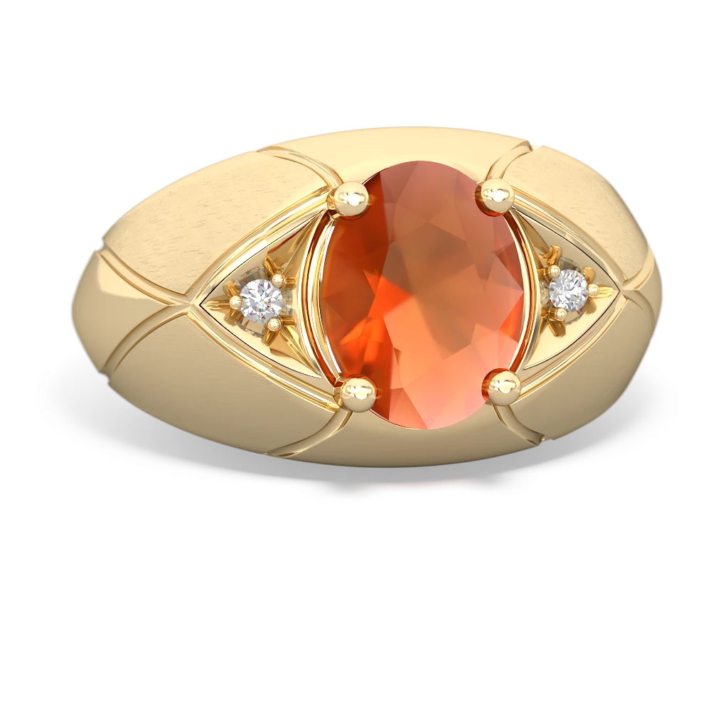 Fire Opal Men's Crossroads 14K Yellow Gold ring R0361