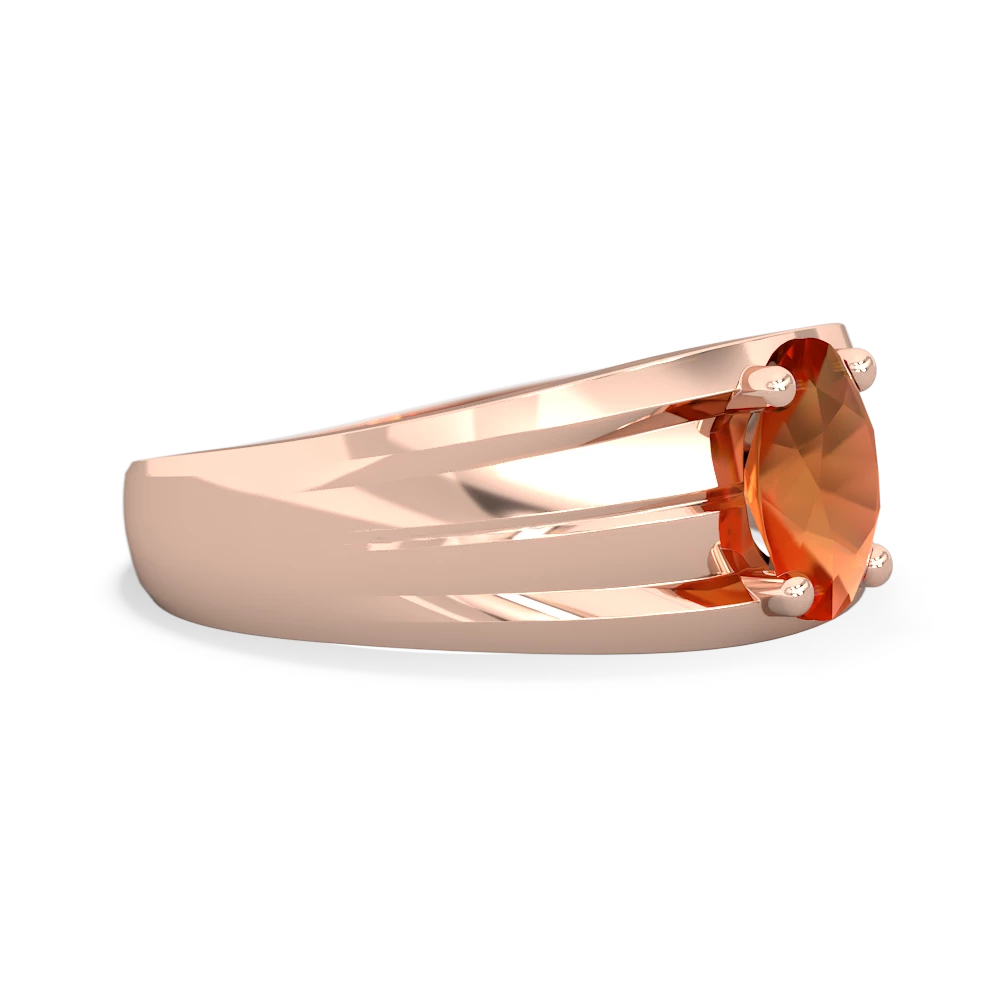 Fire Opal Men's Two Lane 14K Rose Gold ring R0363