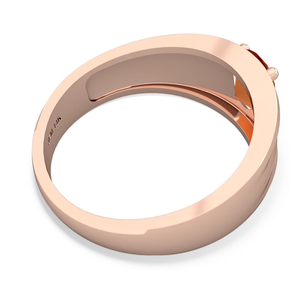 Fire Opal Men's Two Lane 14K Rose Gold ring R0363