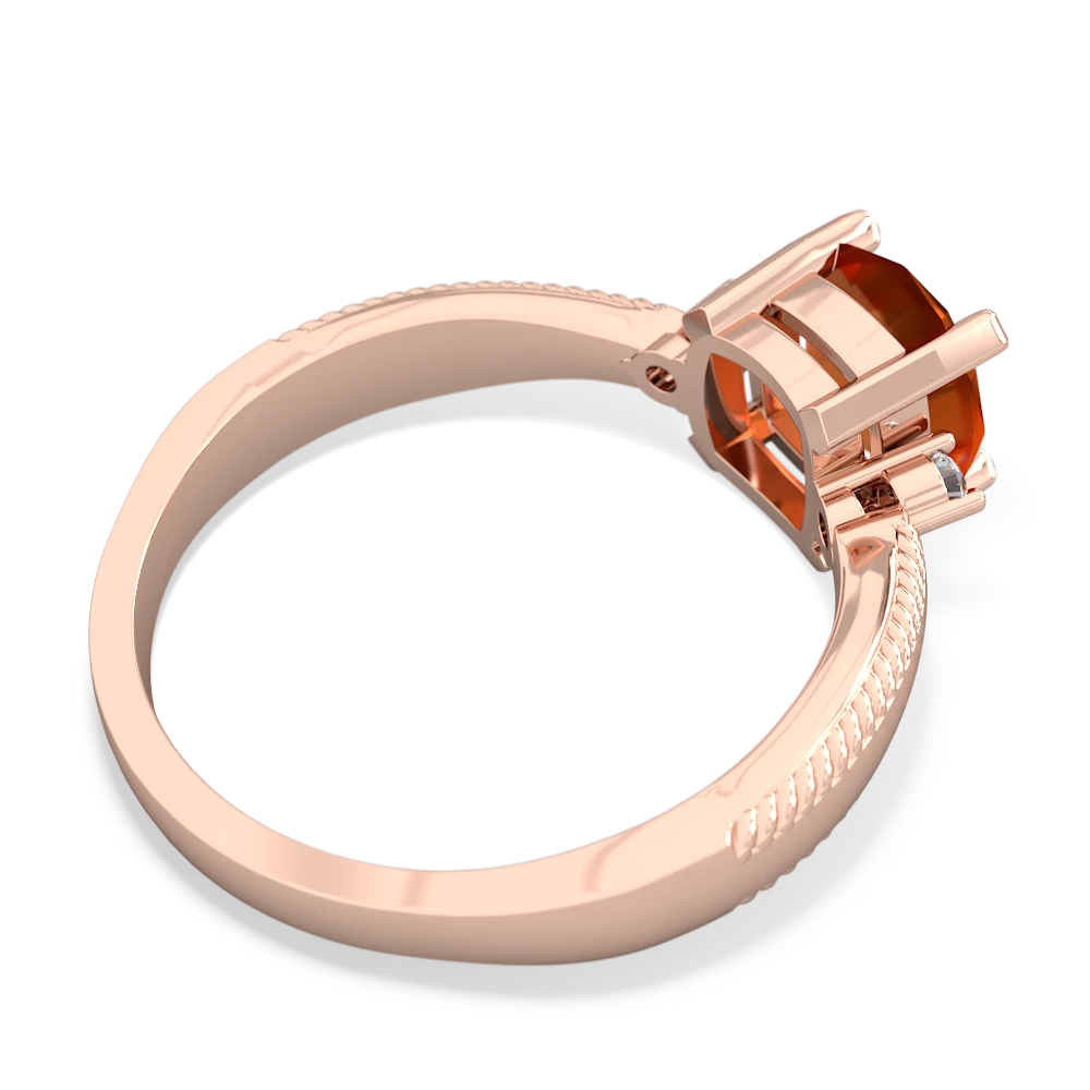 Fire Opal Cushion Rope 14K Rose Gold ring R2484
