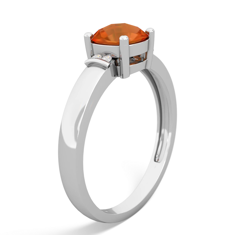 Fire Opal Simply Elegant Cushion 14K White Gold ring R2489