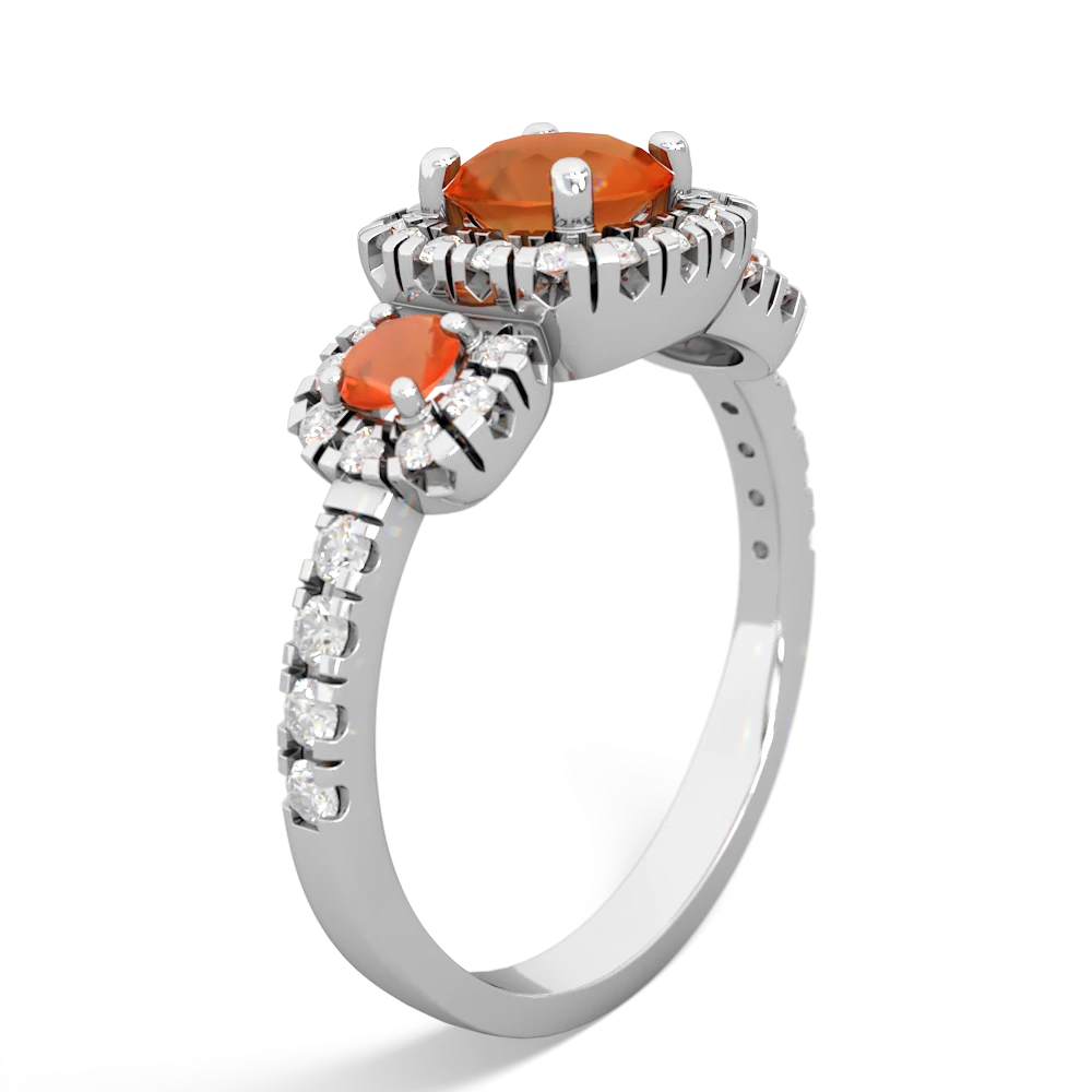 Fire Opal Regal Halo 14K White Gold ring R5350