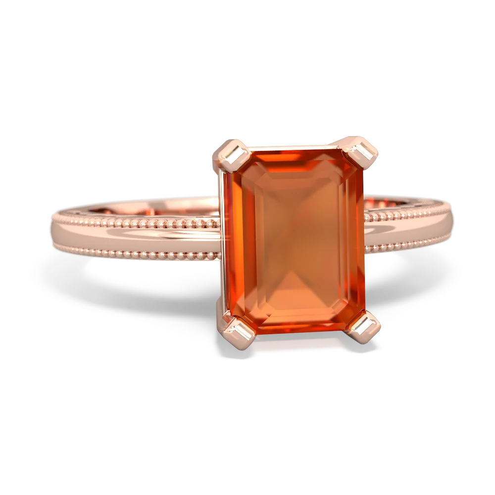 Fire Opal Milgrain Scroll 14K Rose Gold ring R2338