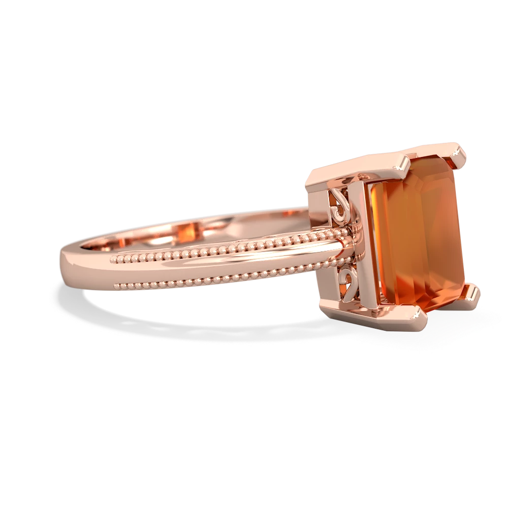 Fire Opal Milgrain Scroll 14K Rose Gold ring R2338