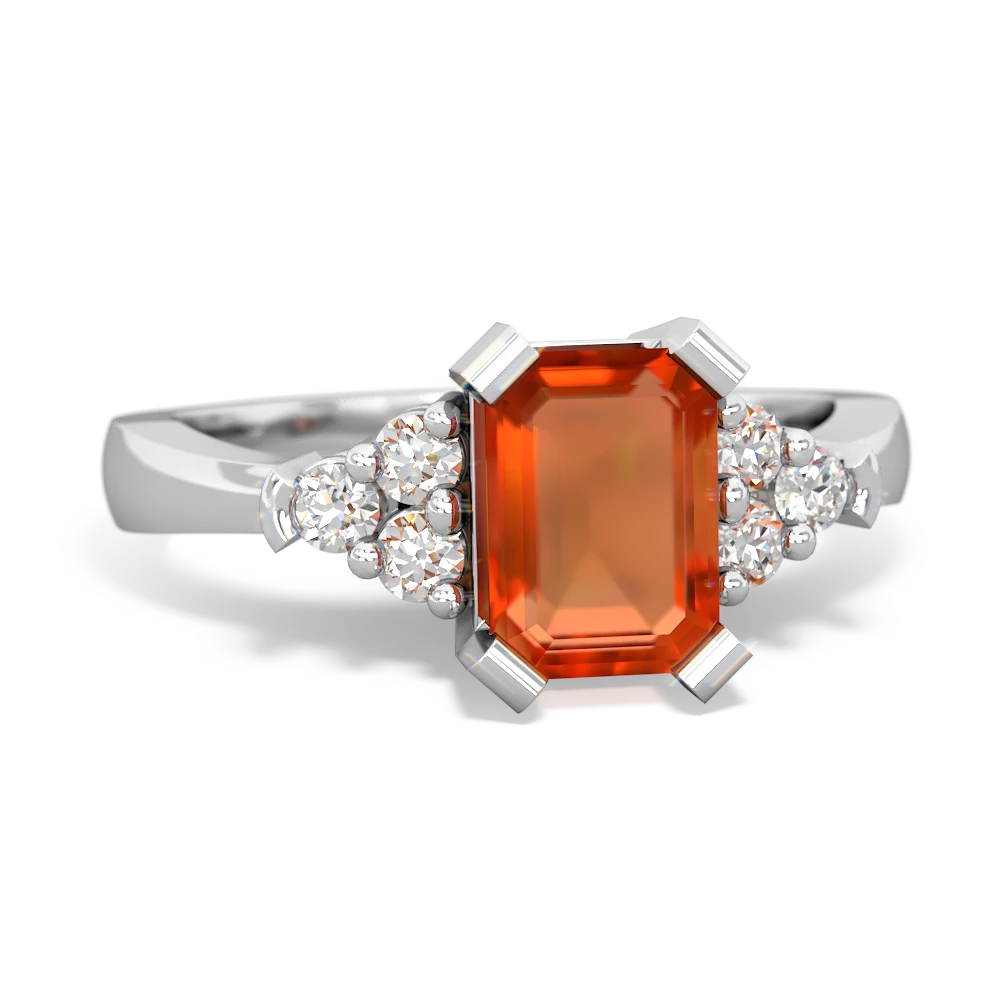 Fire Opal Timeless Classic 14K White Gold ring R2591