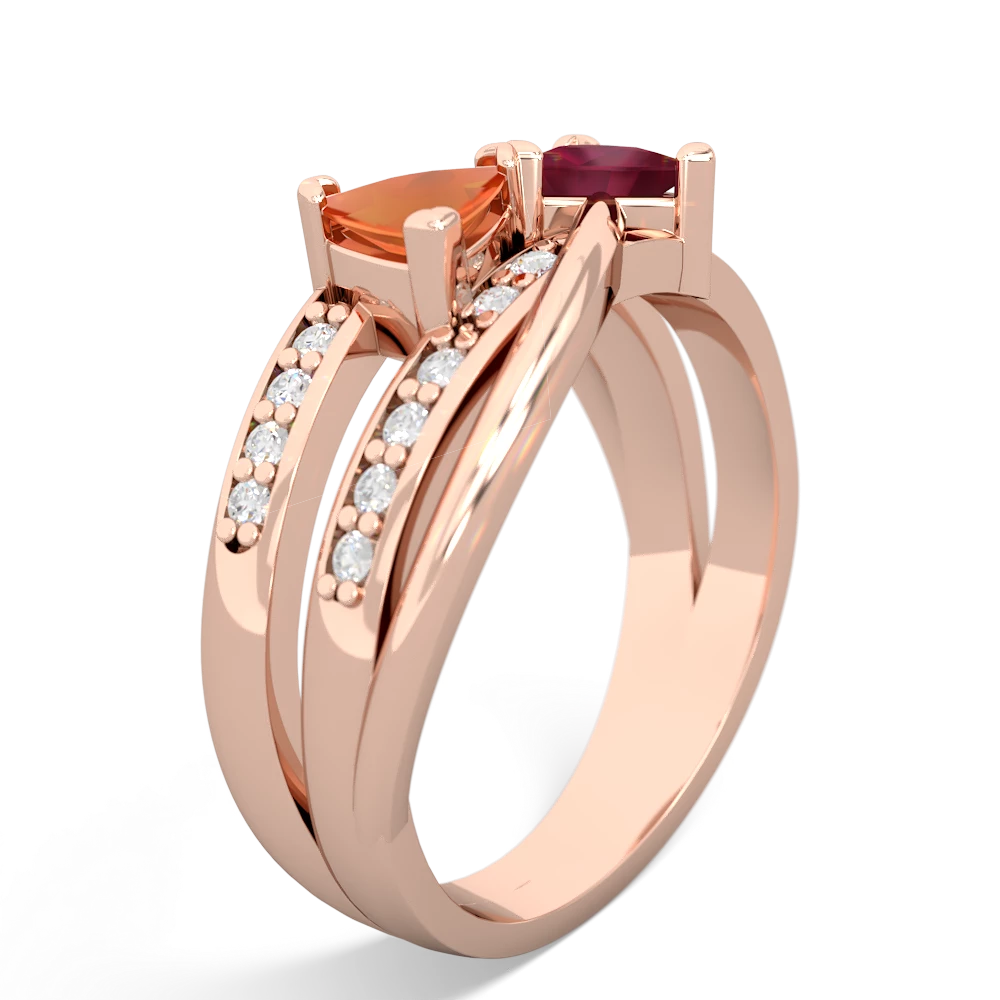 Fire Opal Bowtie 14K Rose Gold ring R2360