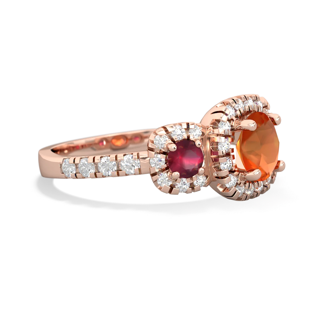 Fire Opal Regal Halo 14K Rose Gold ring R5350