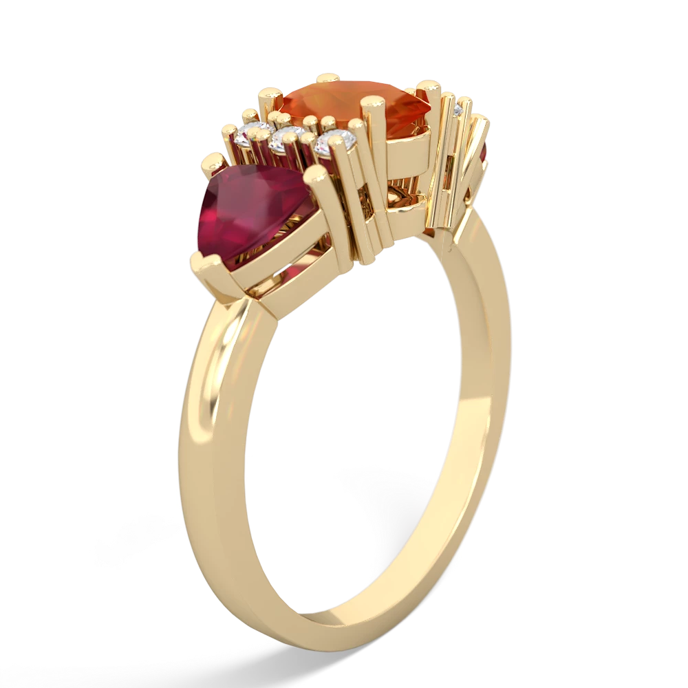 Fire Opal Antique Style Three Stone 14K Yellow Gold ring R2186