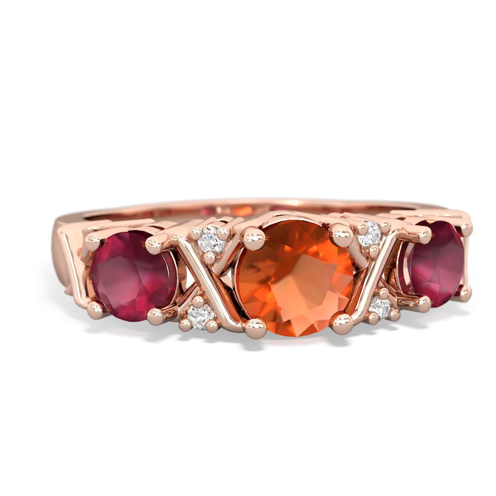 Fire Opal Hugs And Kisses 14K Rose Gold ring R5016