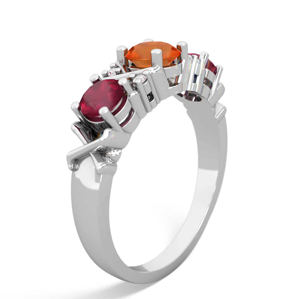 Fire Opal Hugs And Kisses 14K White Gold ring R5016