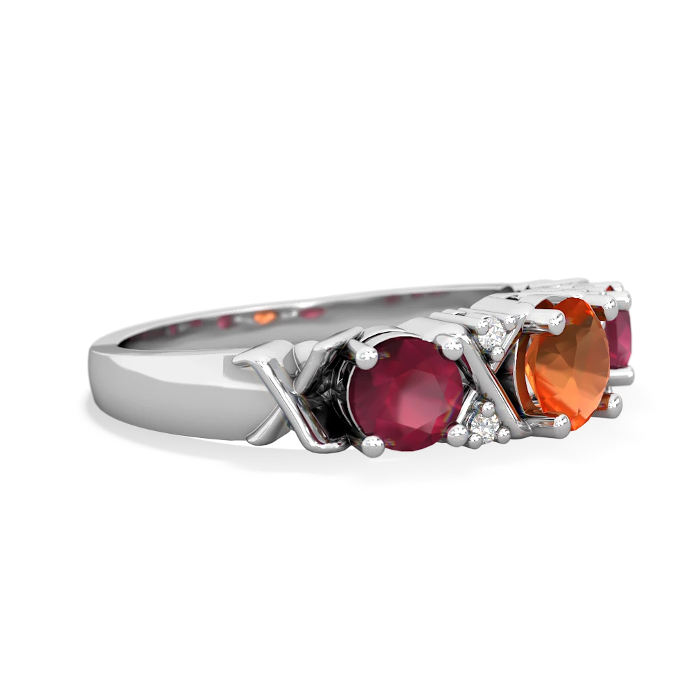 Fire Opal Hugs And Kisses 14K White Gold ring R5016