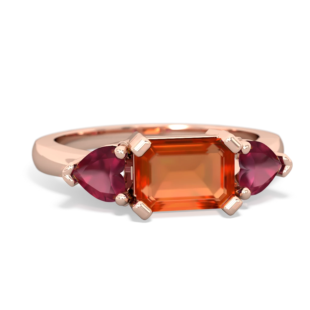 Fire Opal Three Stone 14K Rose Gold ring R5235