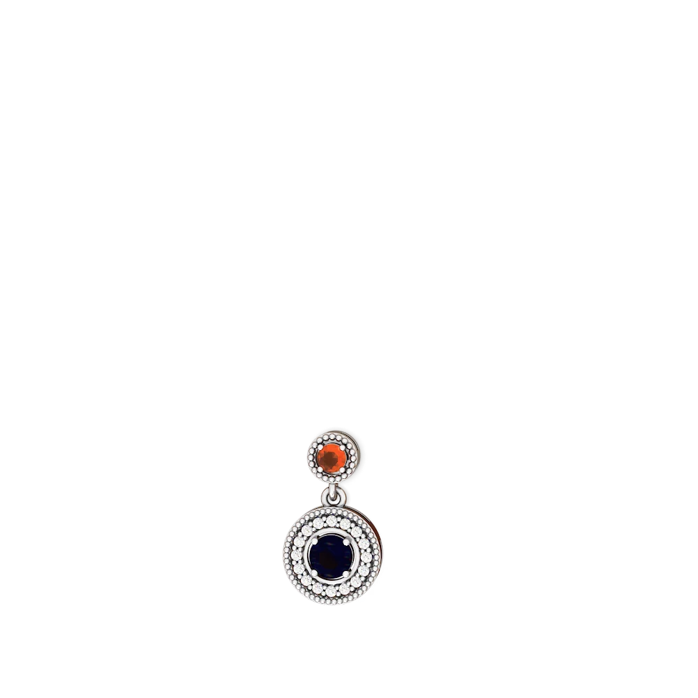 Fire Opal Halo Dangle 14K White Gold earrings E5319