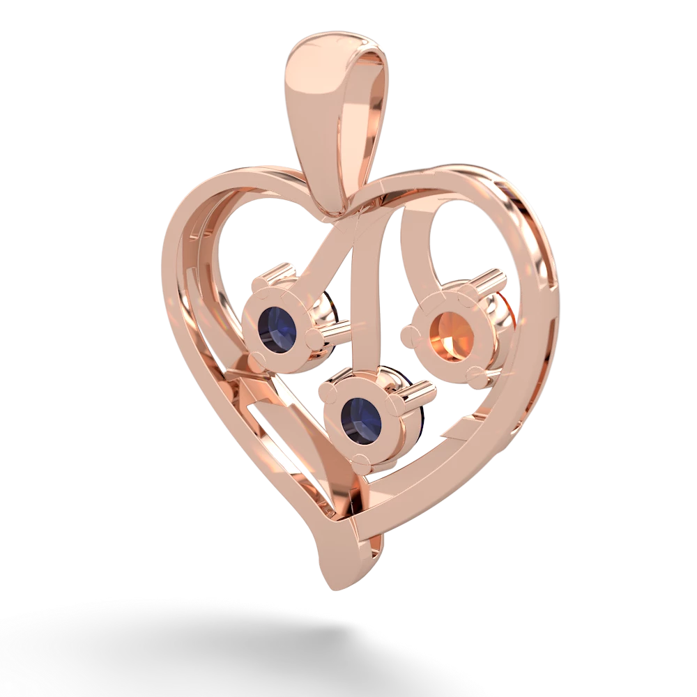 Fire Opal Glowing Heart 14K Rose Gold pendant P2233