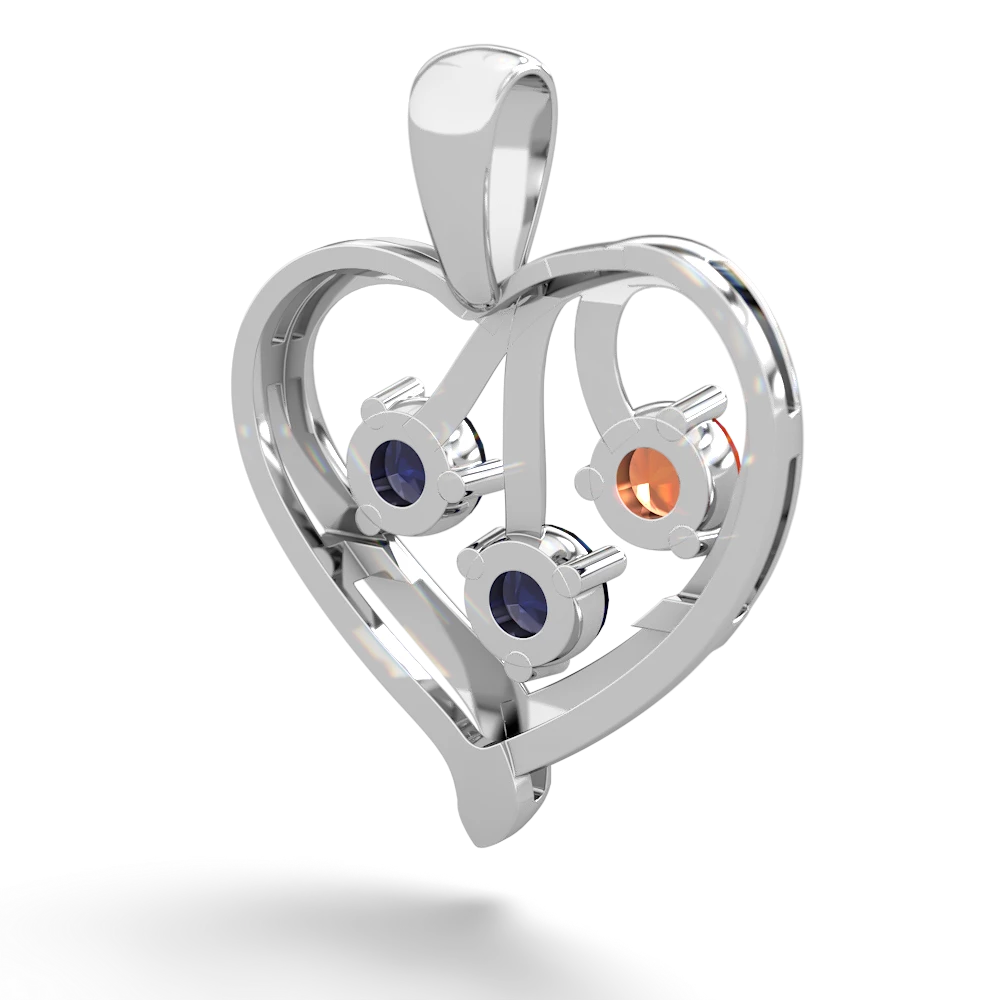 Fire Opal Glowing Heart 14K White Gold pendant P2233