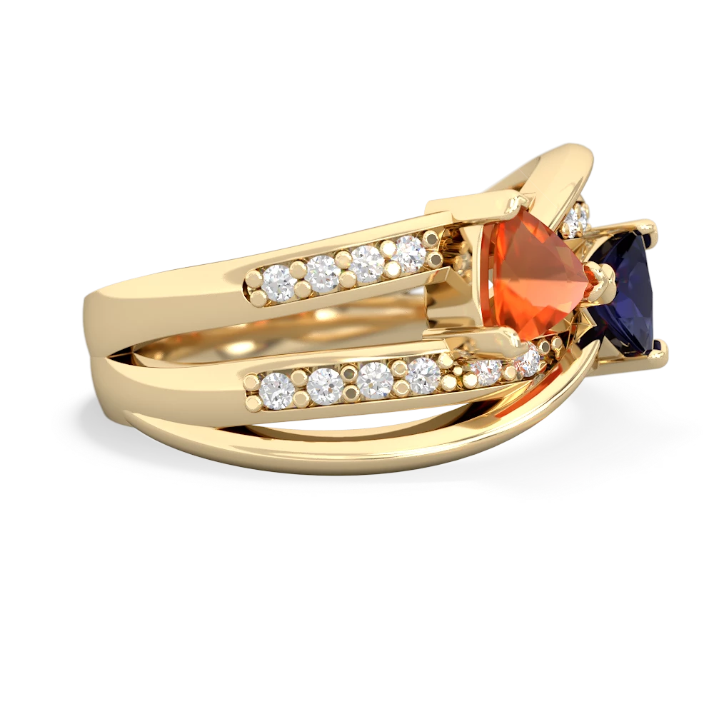 Fire Opal Bowtie 14K Yellow Gold ring R2360