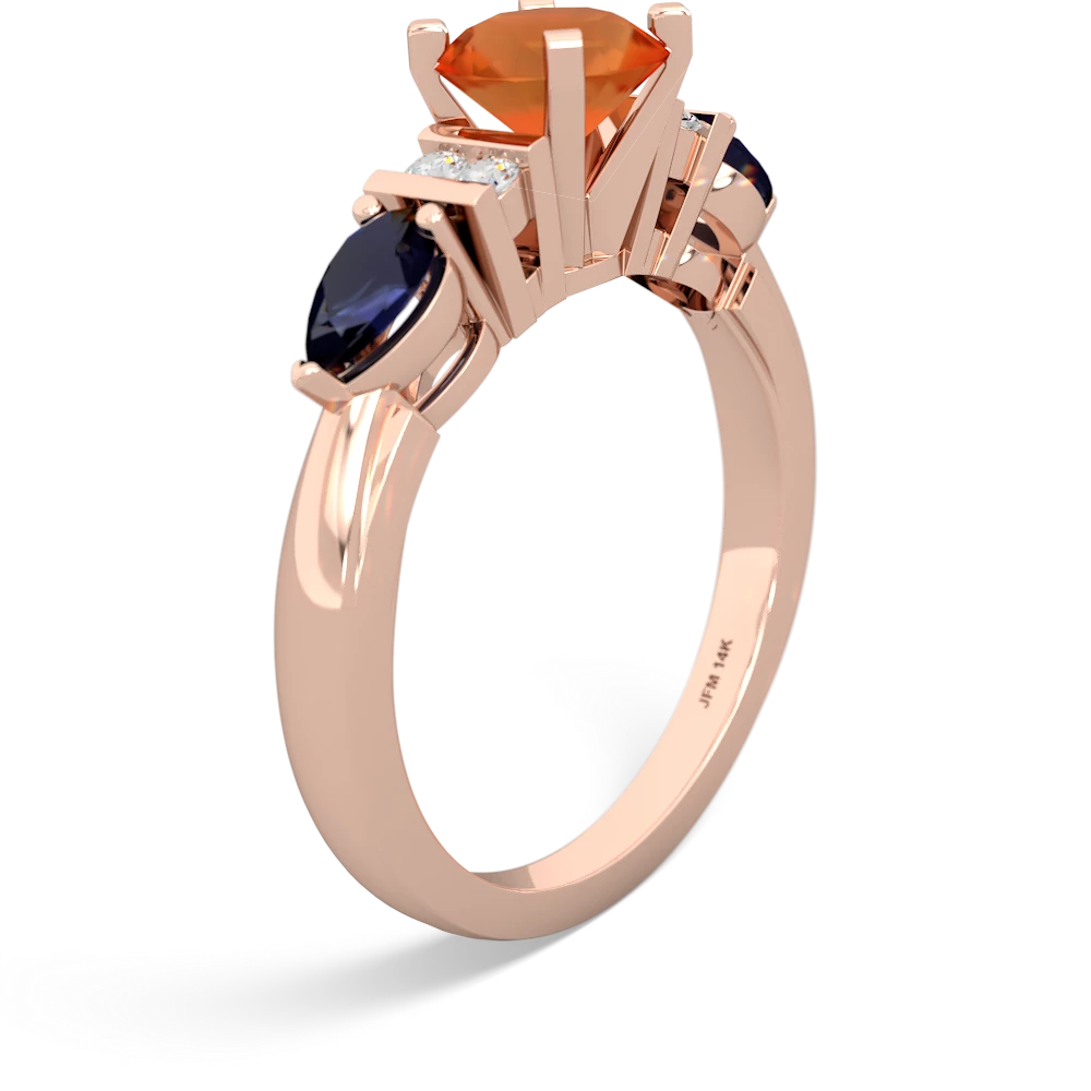 Fire Opal 6Mm Round Eternal Embrace Engagement 14K Rose Gold ring R2005