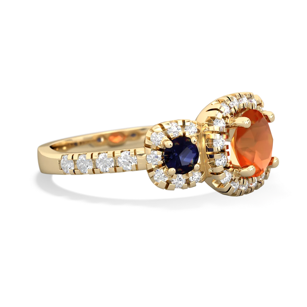 Fire Opal Regal Halo 14K Yellow Gold ring R5350