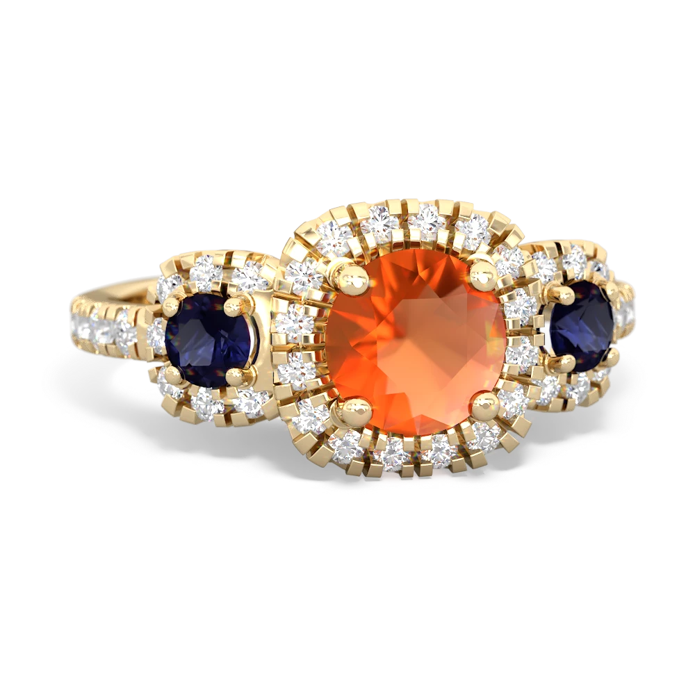 Fire Opal Regal Halo 14K Yellow Gold ring R5350