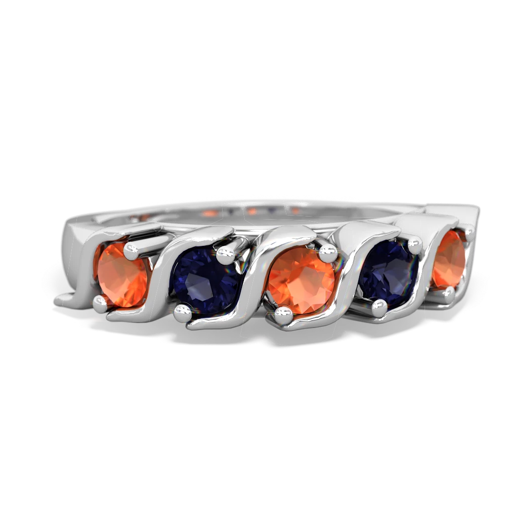 Fire Opal Anniversary Band 14K White Gold ring R2089