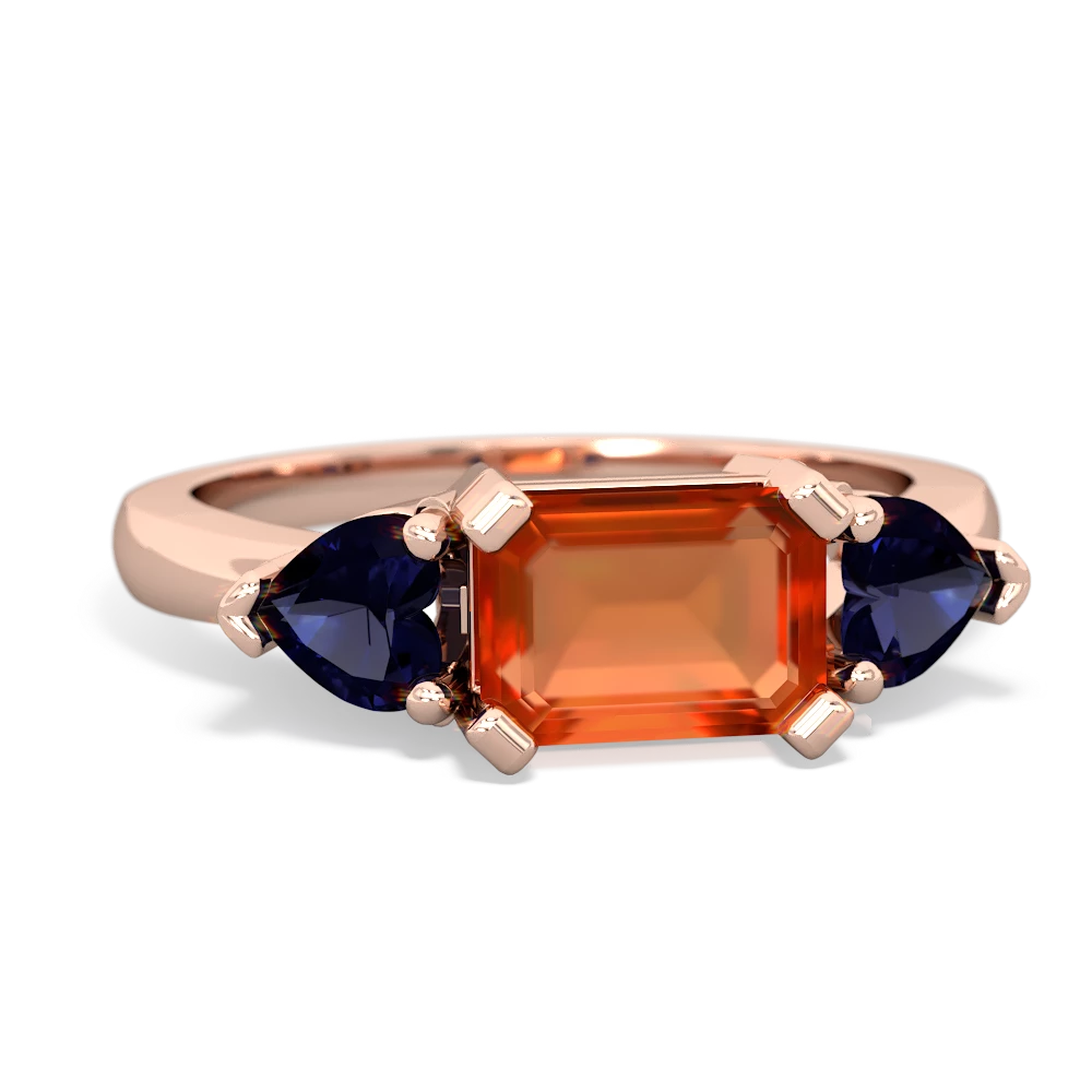 Fire Opal Three Stone 14K Rose Gold ring R5235