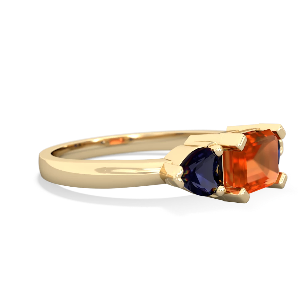 Fire Opal Three Stone 14K Yellow Gold ring R5235