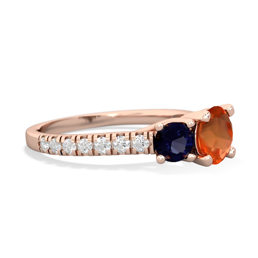 Fire Opal Pave Trellis 14K Rose Gold ring R5500