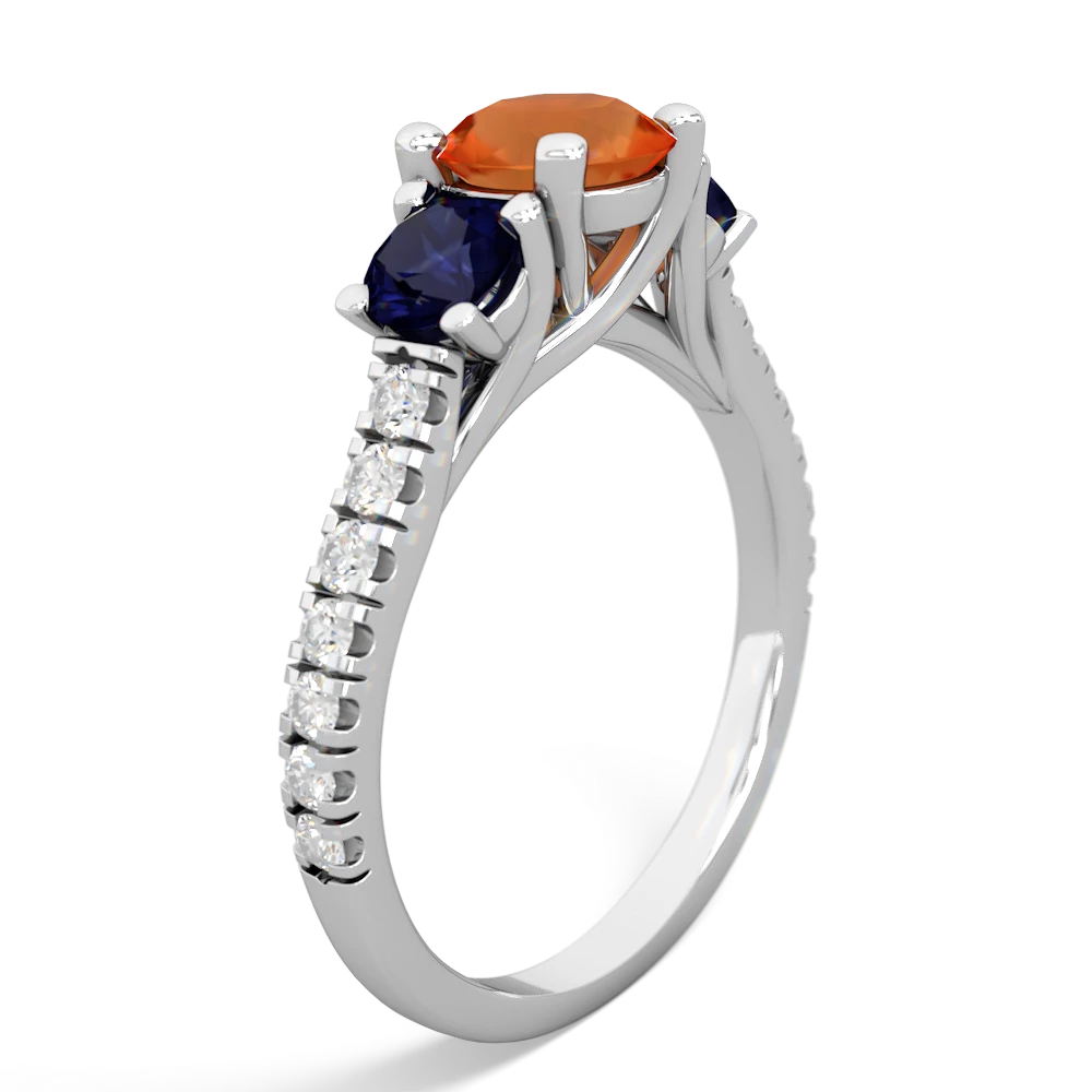 Fire Opal Pave Trellis 14K White Gold ring R5500