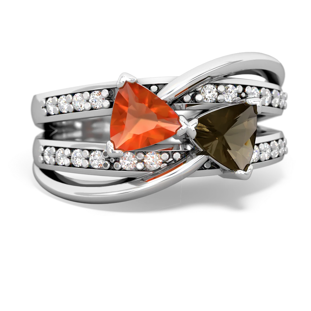 Fire Opal Bowtie 14K White Gold ring R2360