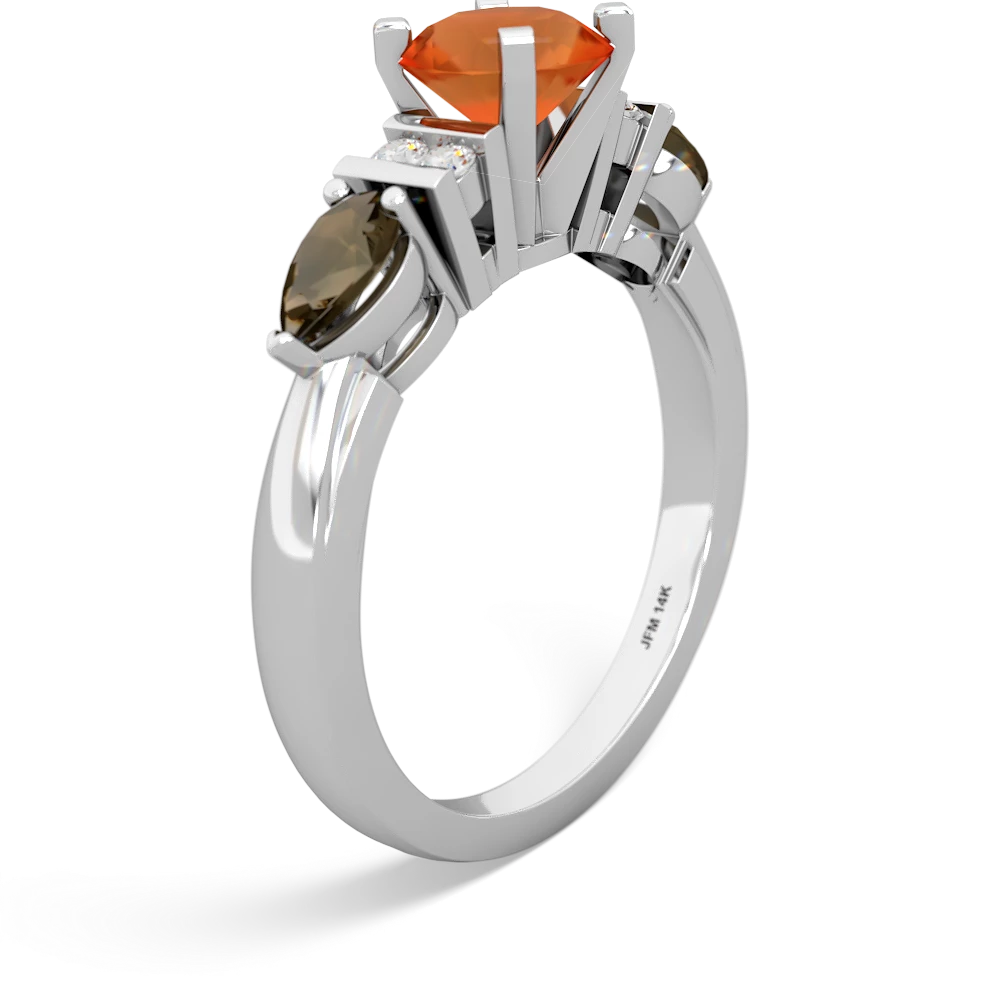 Fire Opal 6Mm Round Eternal Embrace Engagement 14K White Gold ring R2005