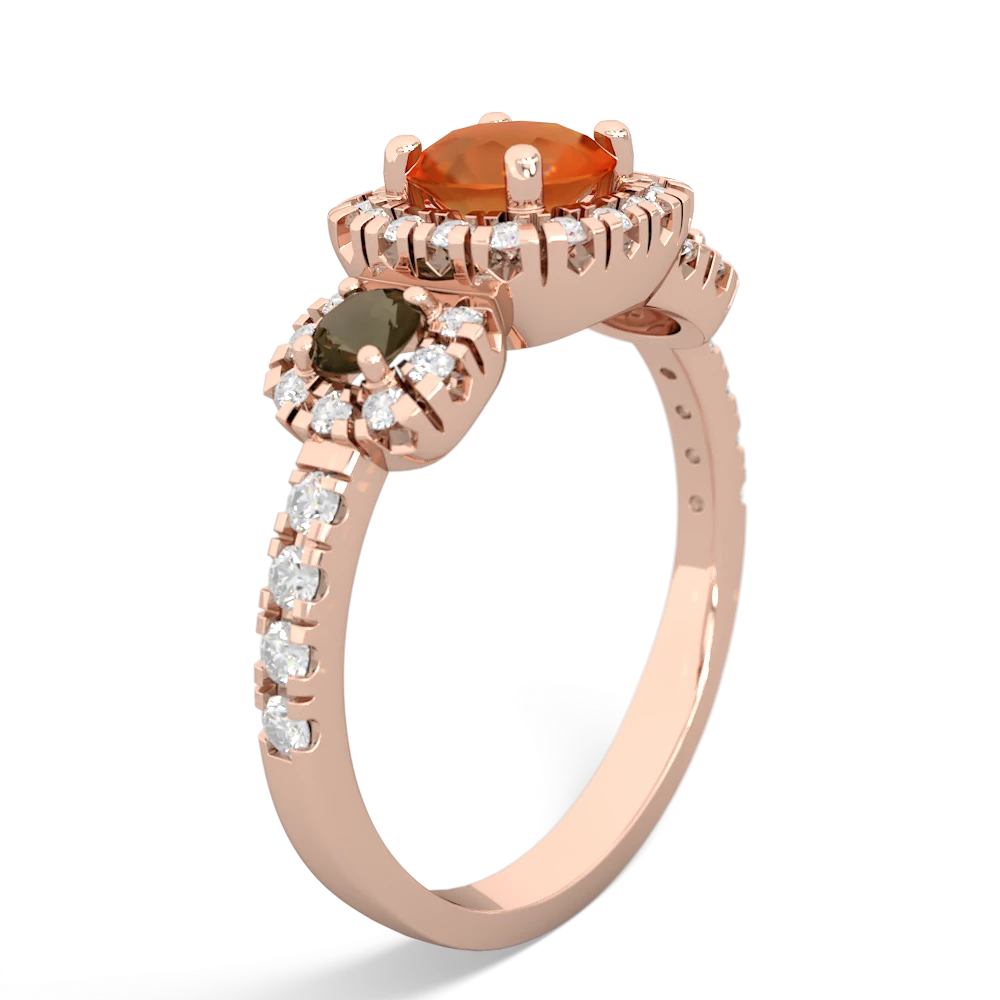 Fire Opal Regal Halo 14K Rose Gold ring R5350