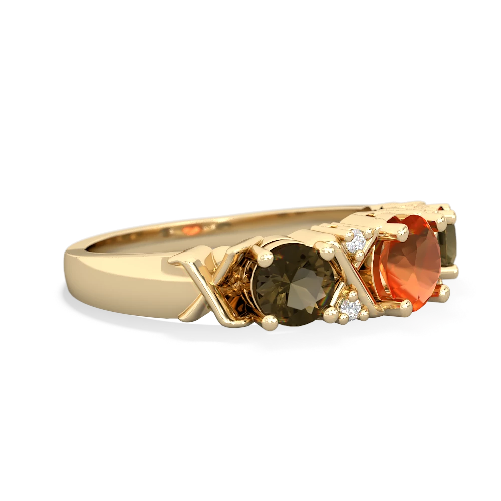 Fire Opal Hugs And Kisses 14K Yellow Gold ring R5016