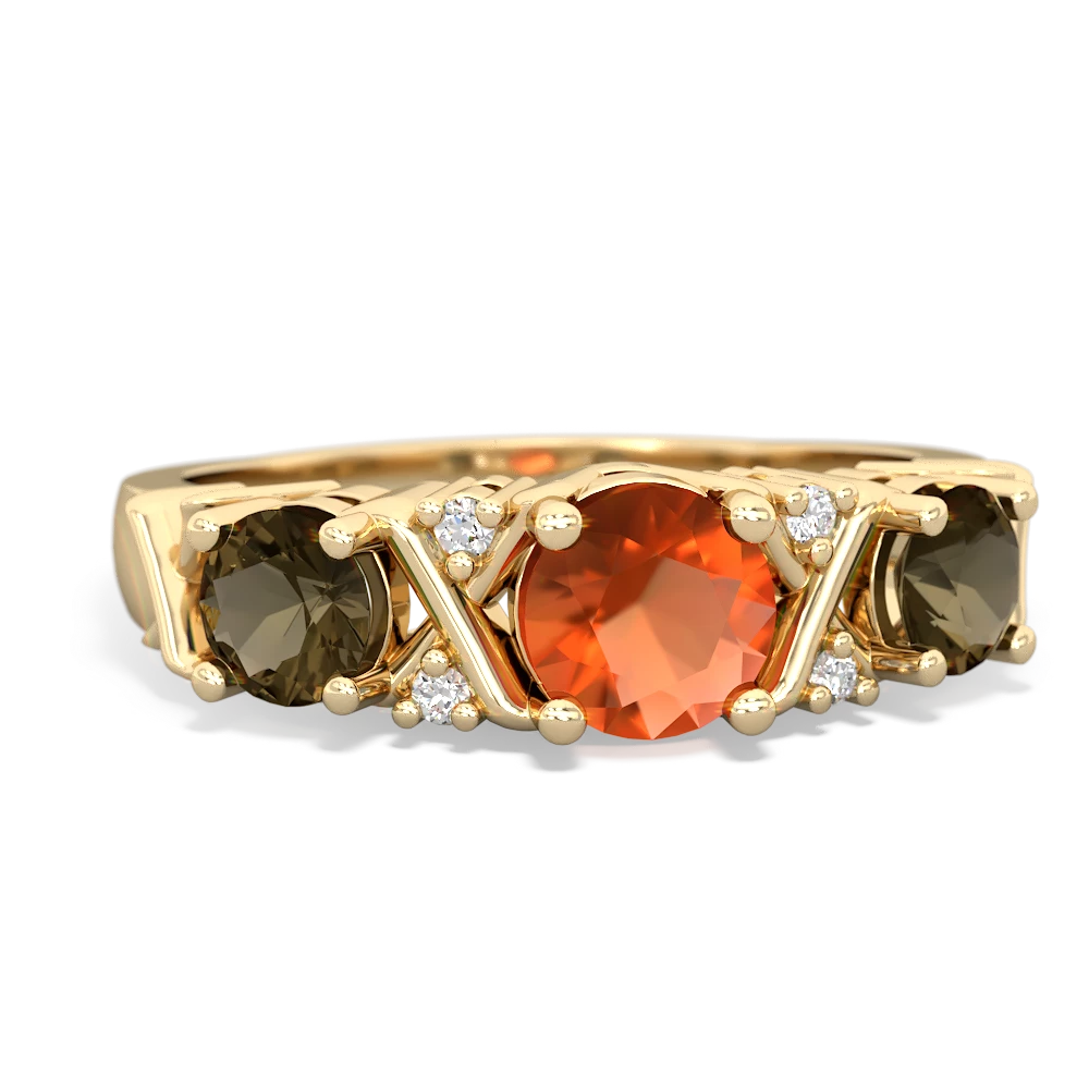 Fire Opal Hugs And Kisses 14K Yellow Gold ring R5016