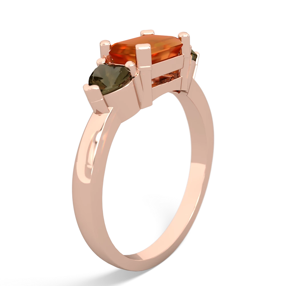 Fire Opal Three Stone 14K Rose Gold ring R5235