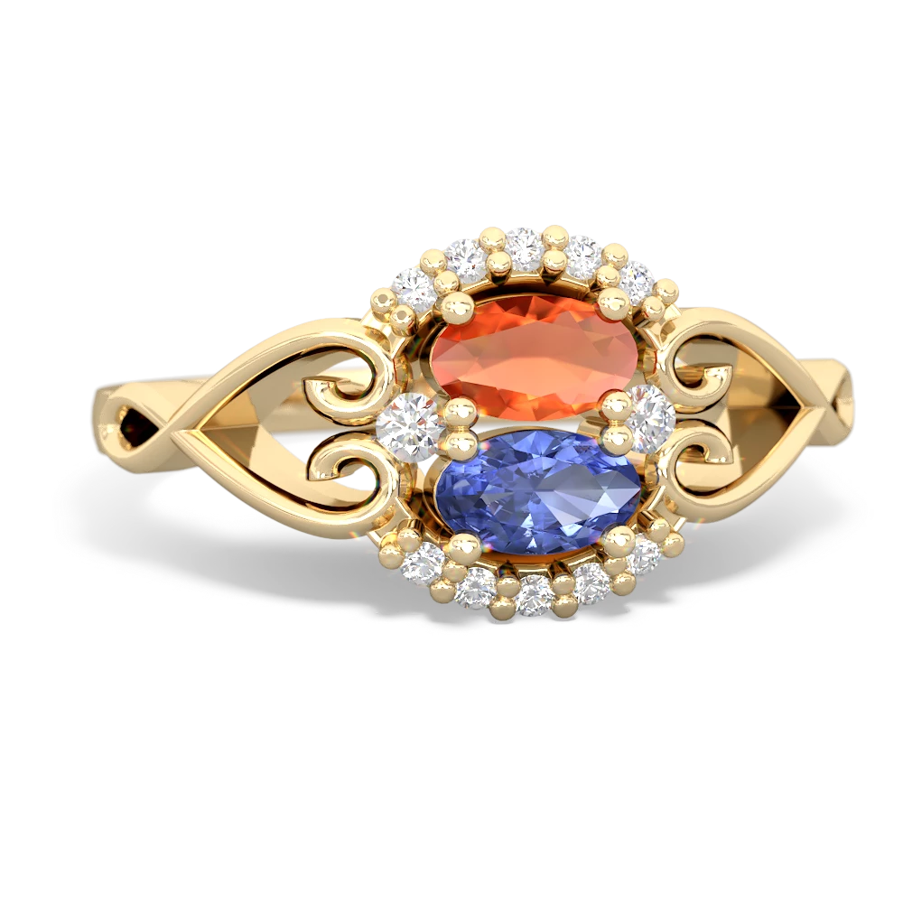 Fire Opal Love Nest 14K Yellow Gold ring R5860