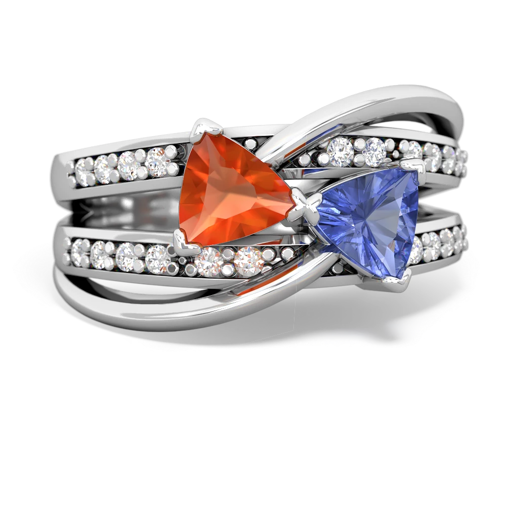 Fire Opal Bowtie 14K White Gold ring R2360